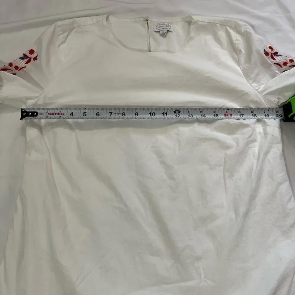 Mud Pie Michelle Embroidered Floral Scalloped 3/4 Sleeve Summer Dress Size L - Picture 8 of 9